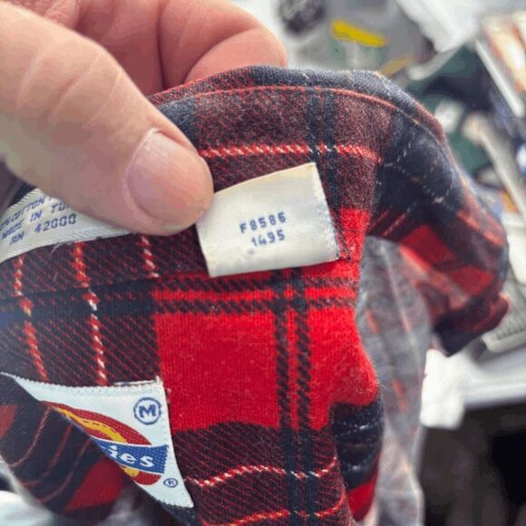 Dickies Flannel Shirt Mens Medium Blue Red Black Plaid Lumberjack Grunge Soft - Picture 5 of 5